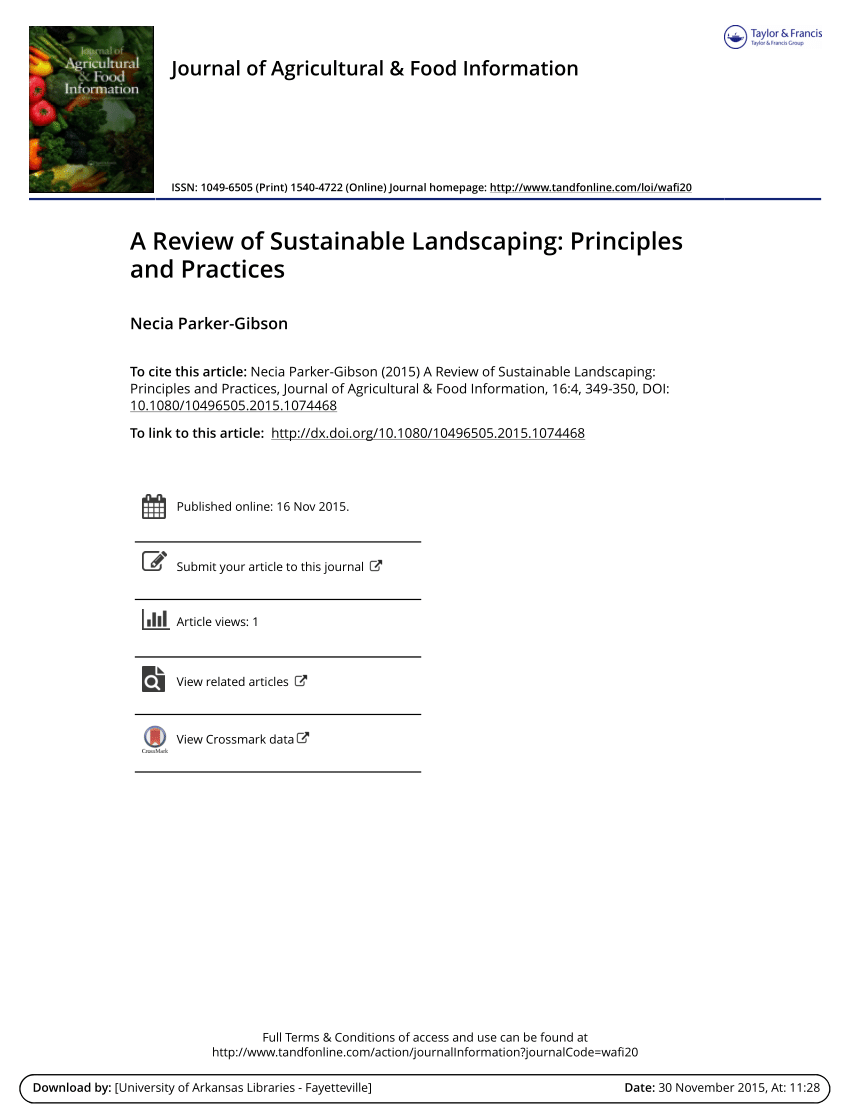 A Review Of Sustainable Landscaping, Sustainable Landscaping Principles And Practices Pdf