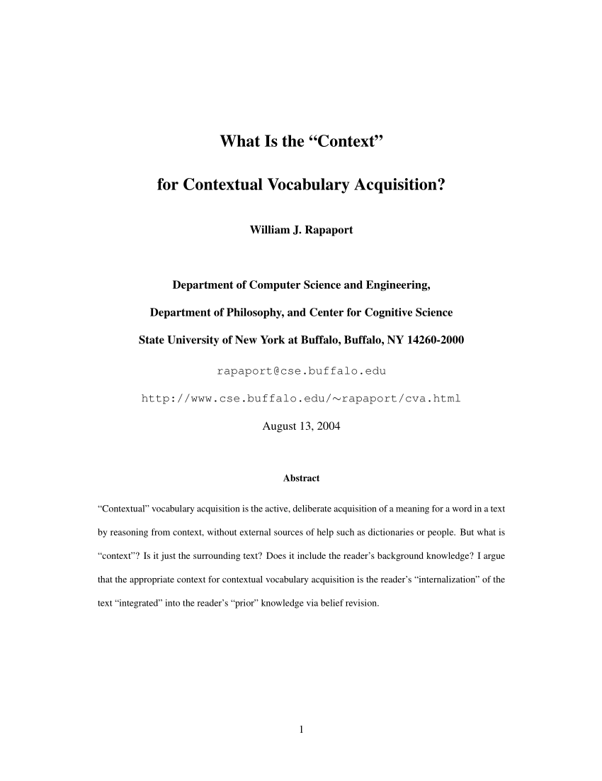 PDF) What Is the Context for Contextual Vocabulary Acquisition?