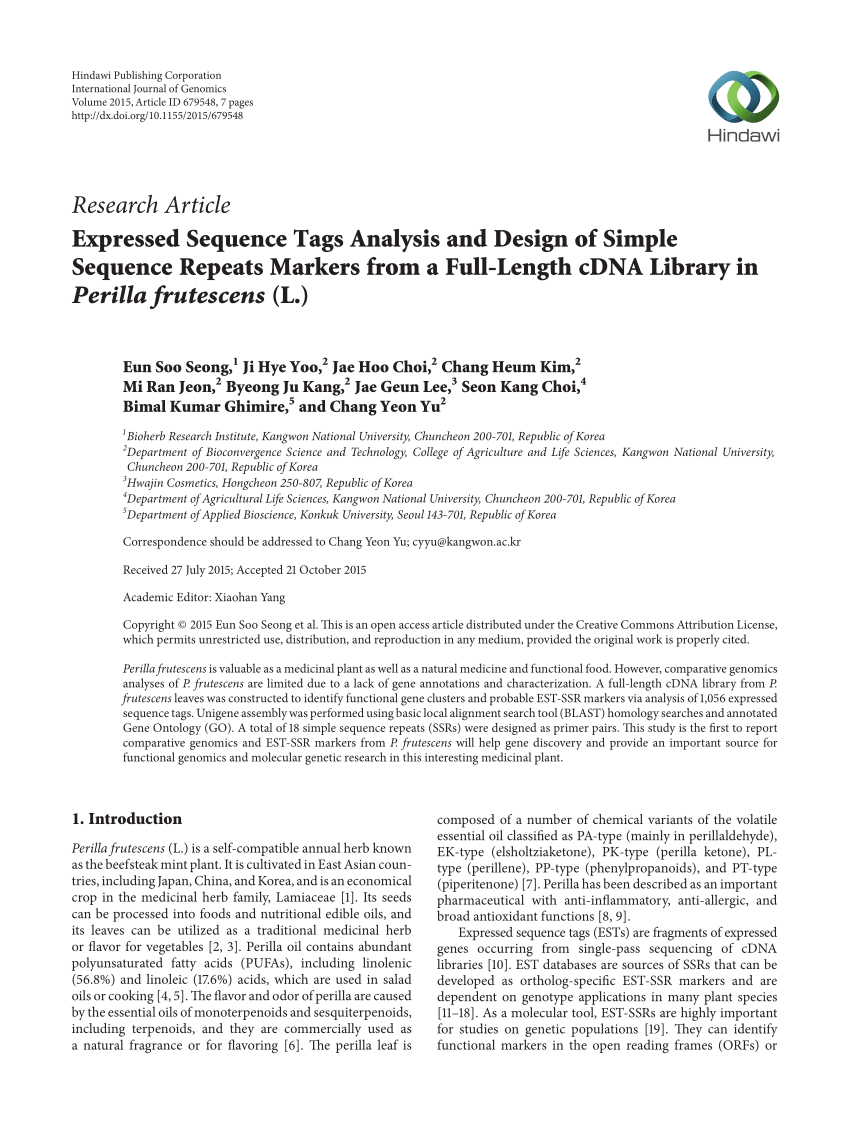 Pdf Expressed Sequence Tags Analysis And Design Of Simple Sequence Repeats Markers From A Full