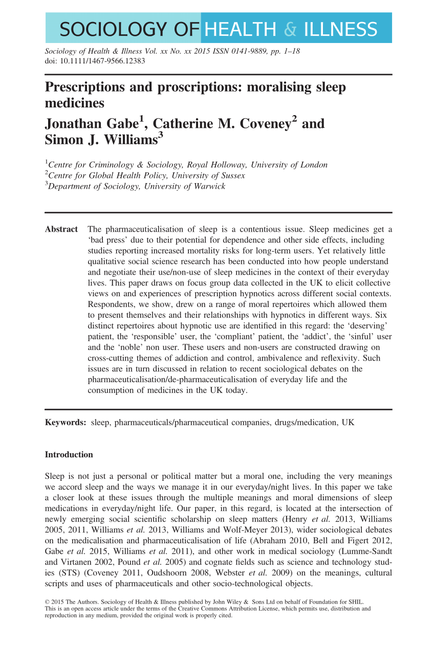PDF) Prescriptions and proscriptions: Moralising sleep medicines