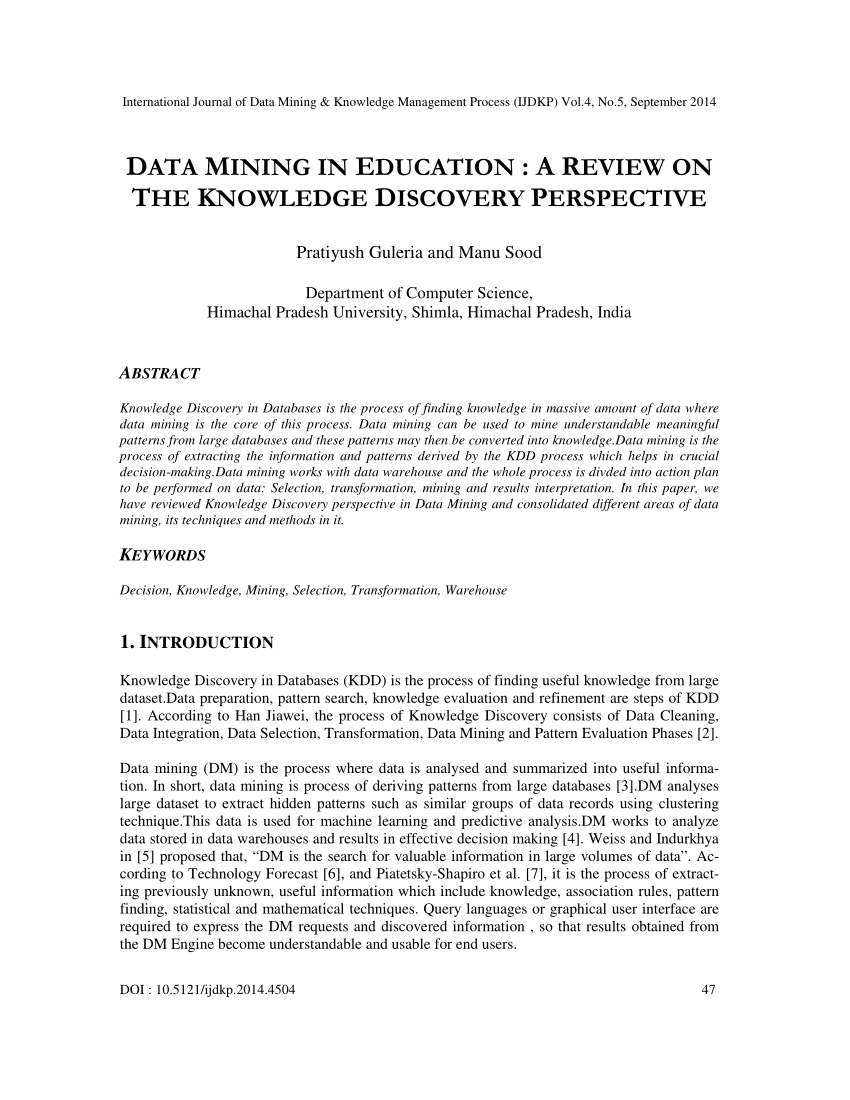 research papers in data mining