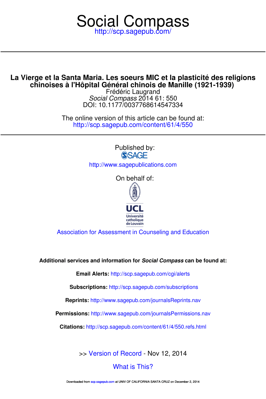 Pdf La Vierge Et La Santa Maria Les S Urs Mic Et La Plasticite Des Religions Chinoises A L Hopital General Chinois De Manille 1921 1939