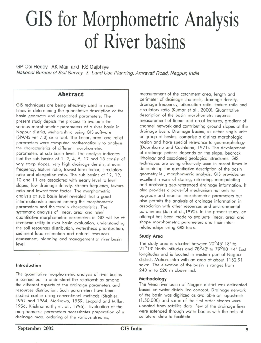 morphometric analysis of drainage basin research paper