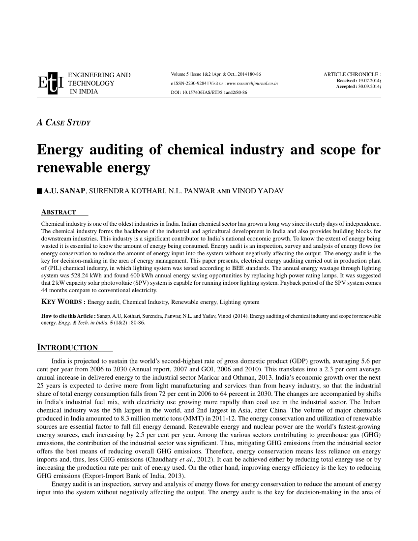 PDF) Energy audit proposal for industry applied to a case study in