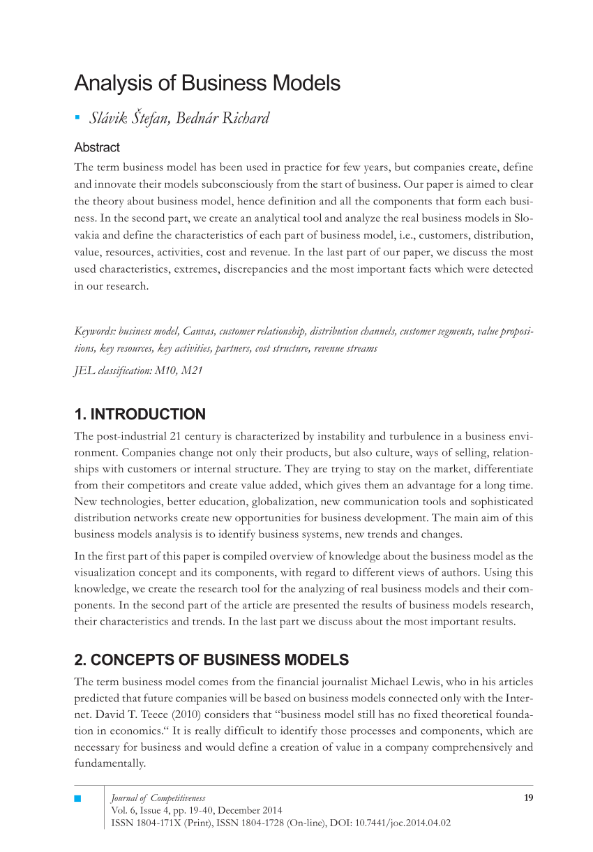 research paper of business model