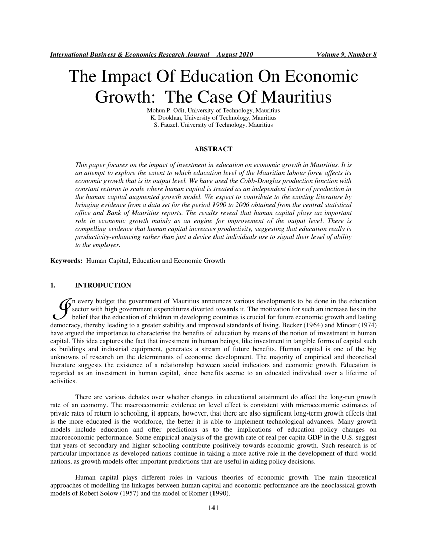 research paper on economic education