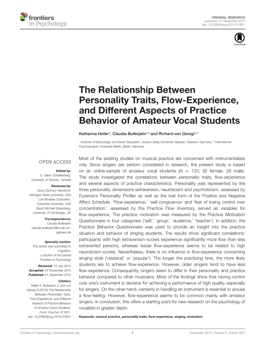 Pdf The Relationship Between Personality Traits Flow - 