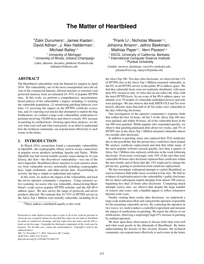 PDF) The Matter of Heartbleed