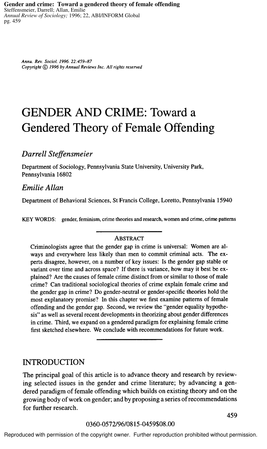 research paper on gender and crime