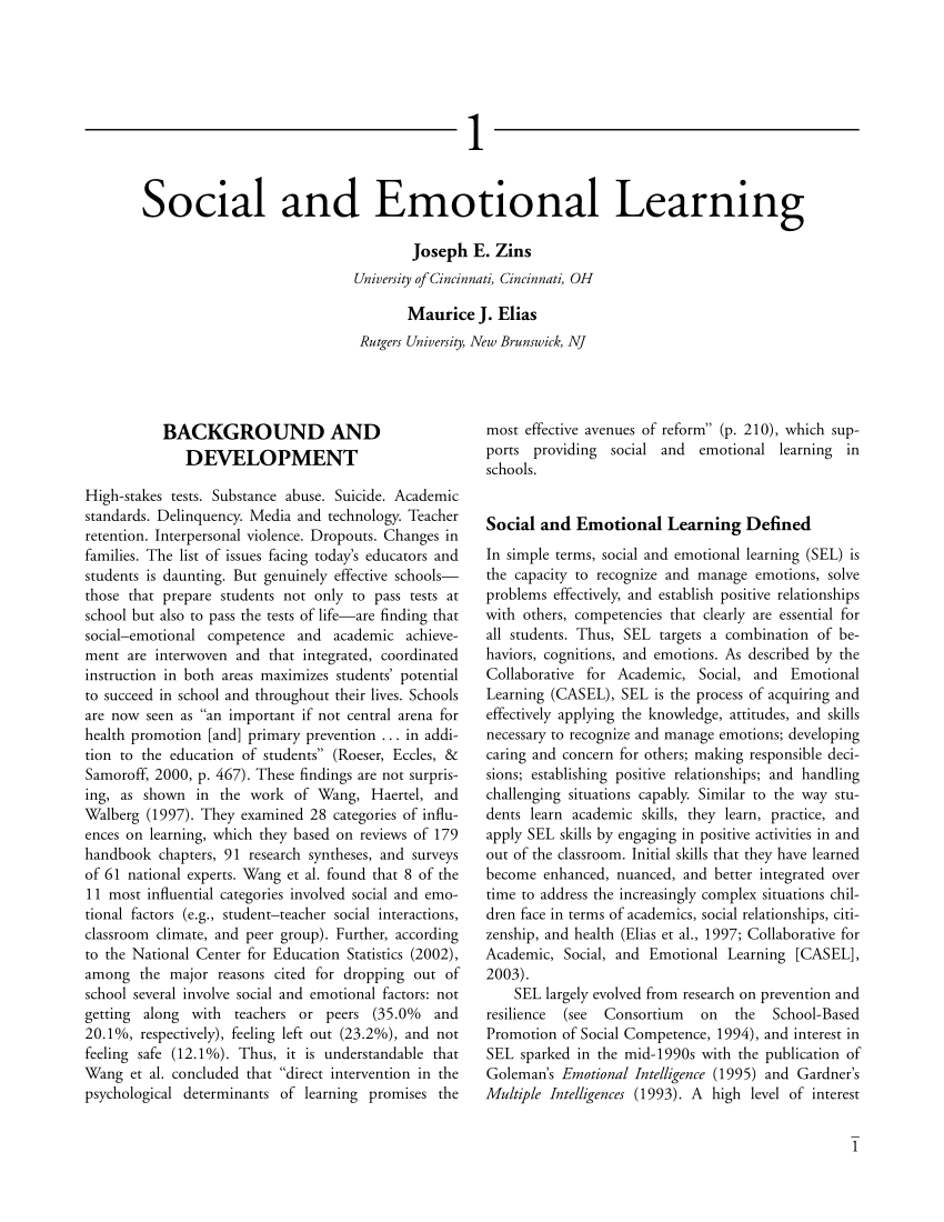 social emotional learning research paper