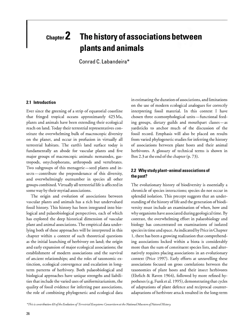 PDF) The history of associations between plants and animals. In: Herrera,  C. M., Pellmyr, . (Eds.), Plant-Animal Interactions: An Evolutionary  Approach, London