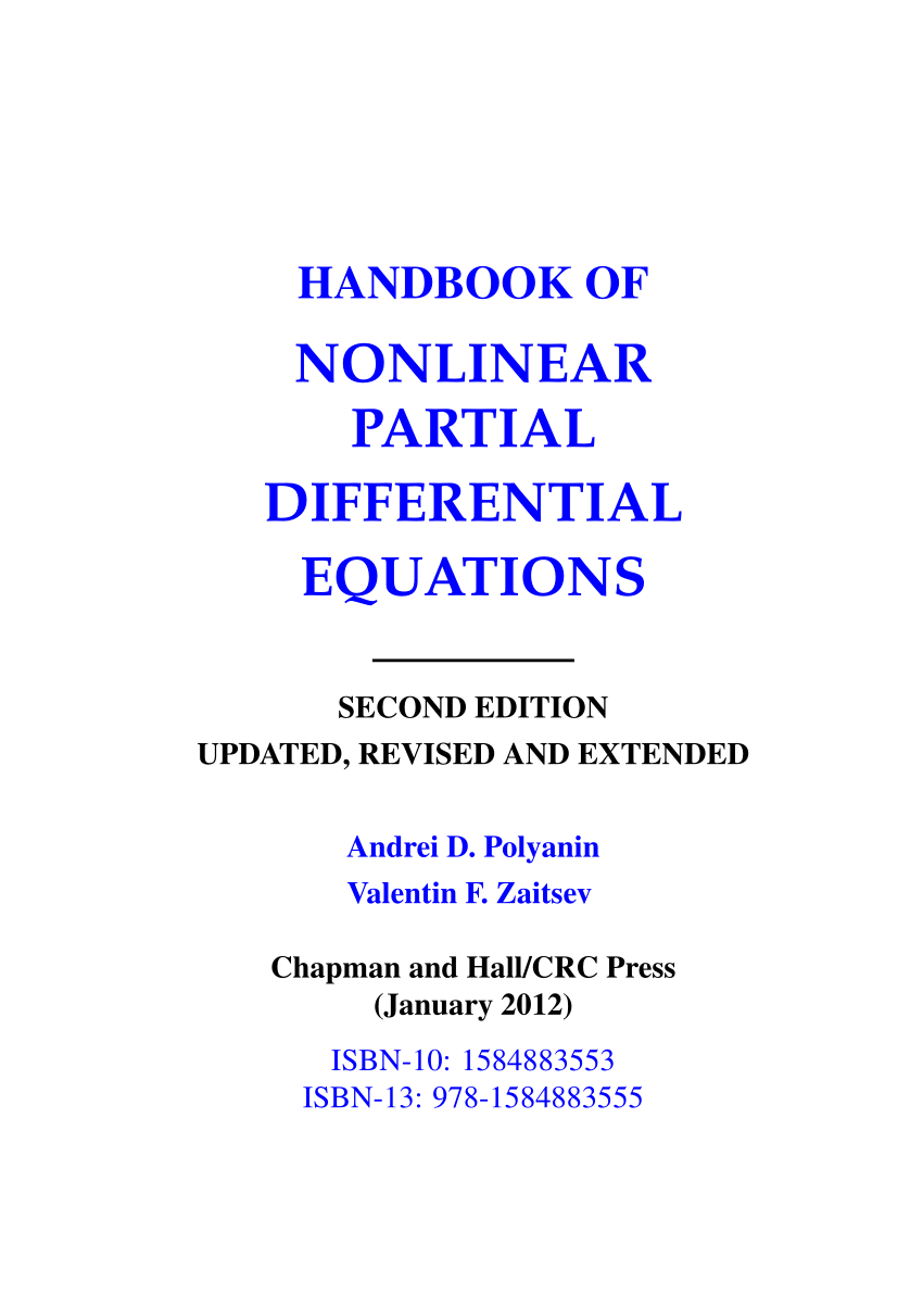 PDF) Handbook of Nonlinear Partial Differential Equations, Second 