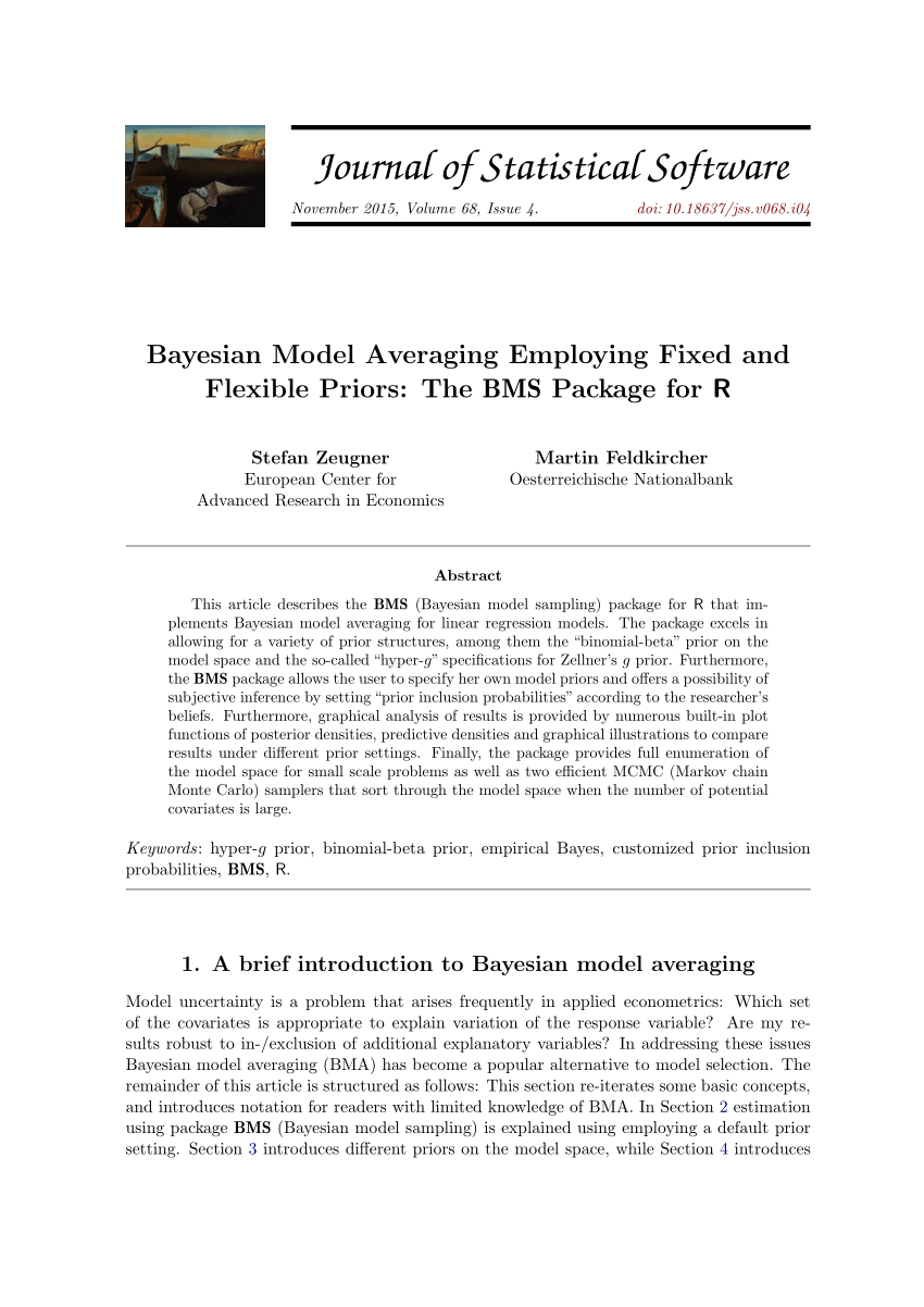 Pdf Bayesian Model Averaging Employing Fixed And Flexible Priors The Bms Package For R