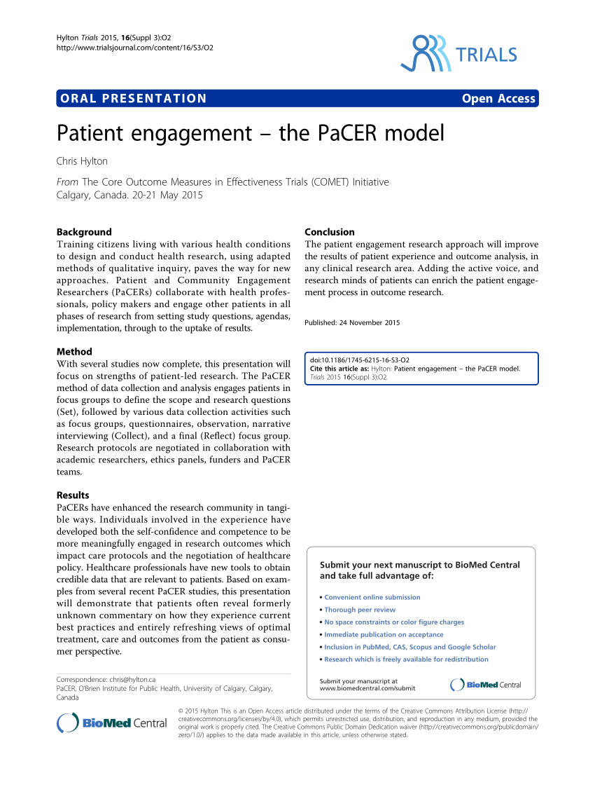 PDF Patient engagement the PaCER model