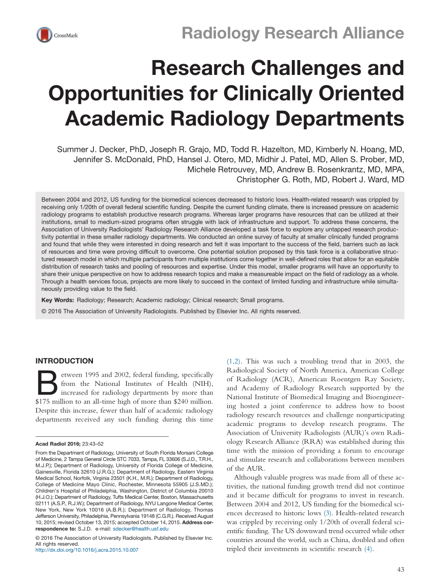 undergraduate research topics in radiography