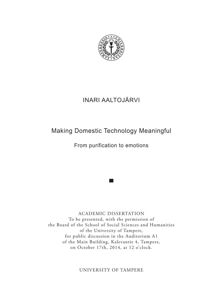 PDF) Making Domestic Technology Meaningful: From Purification to Emotions