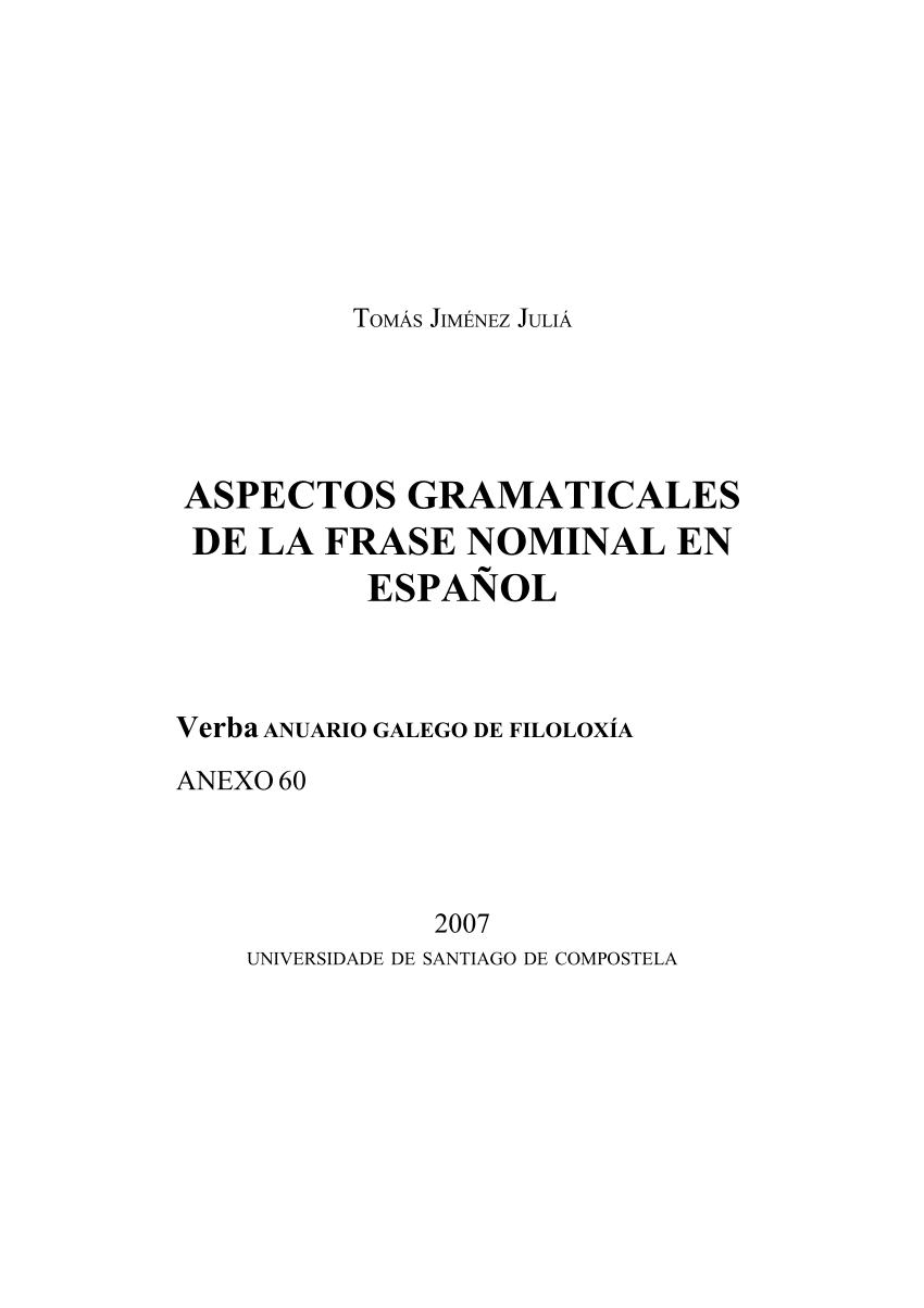 PDF) Aspectos gramaticales de la frase nominal en español
