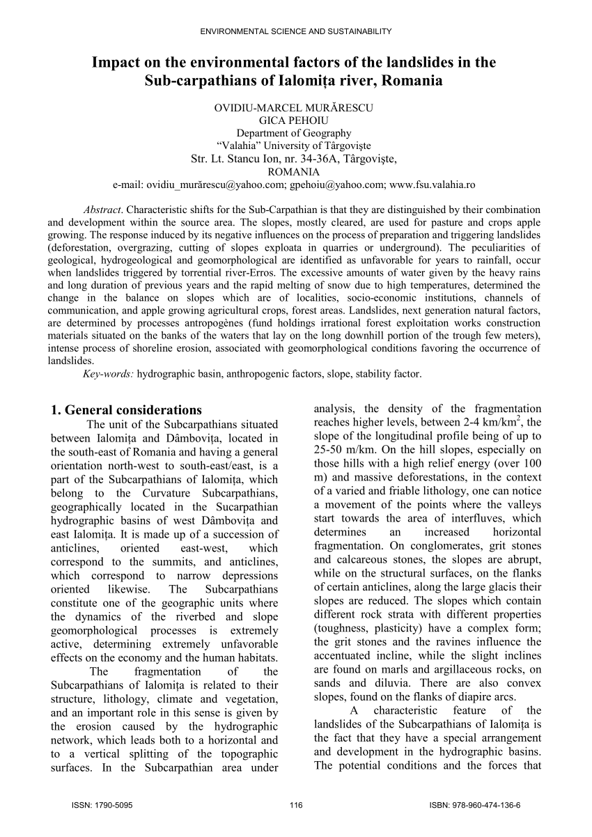 Pdf Impact On The Environmental Factors Of The Landslides In The