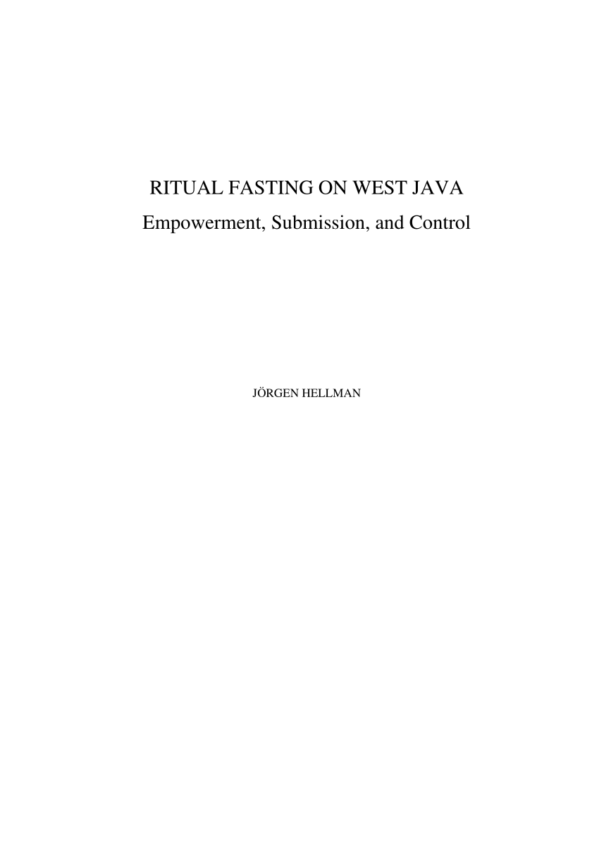 Pdf Ritual Fasting On West Java Empowerment Submission And Control