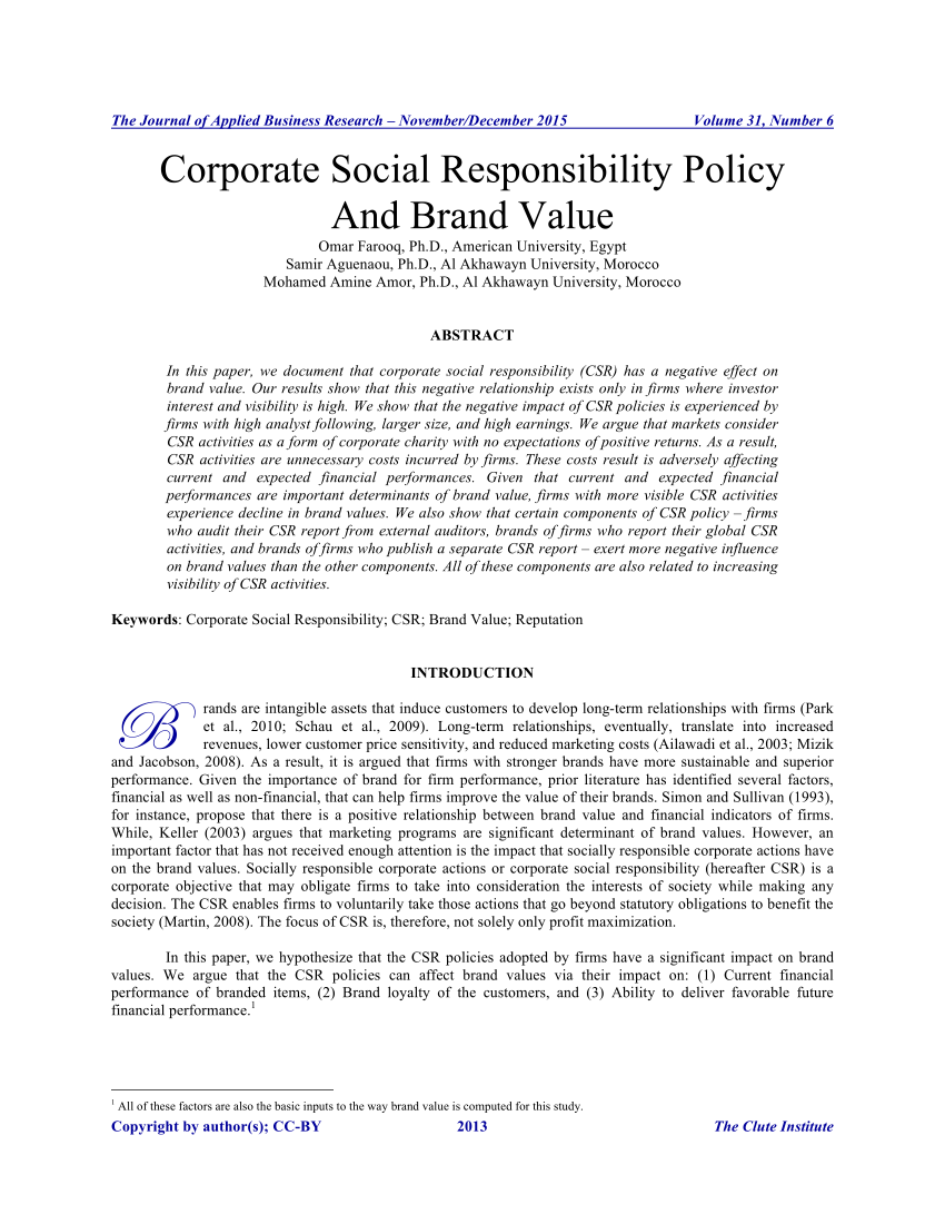 corporate social responsibility research papers