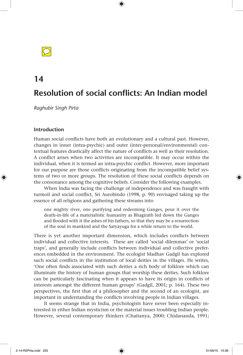 Pdf Resolution Of Social Conflicts An Indian Model