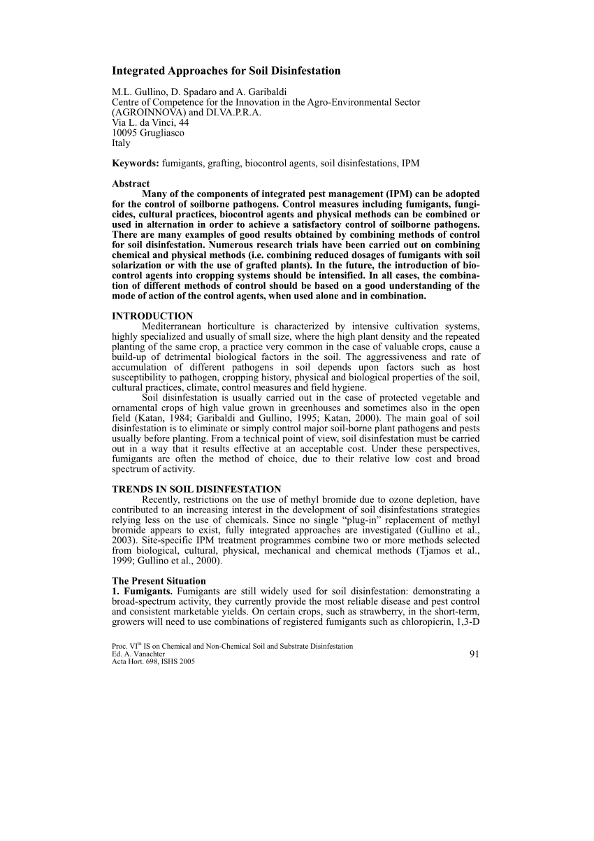 (PDF) Integrated approaches for soil disinfestation