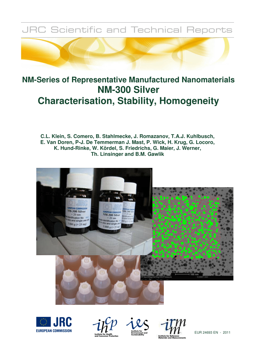 Pdf Nm Series Of Representative Manufactured Nanomaterials Nm 300 Silver Characterisation Stability Homogeneity