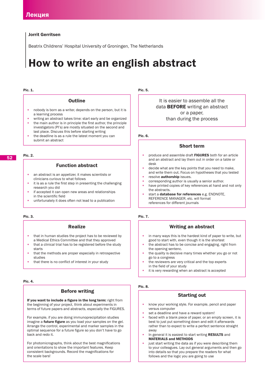 what does it mean to write an abstract