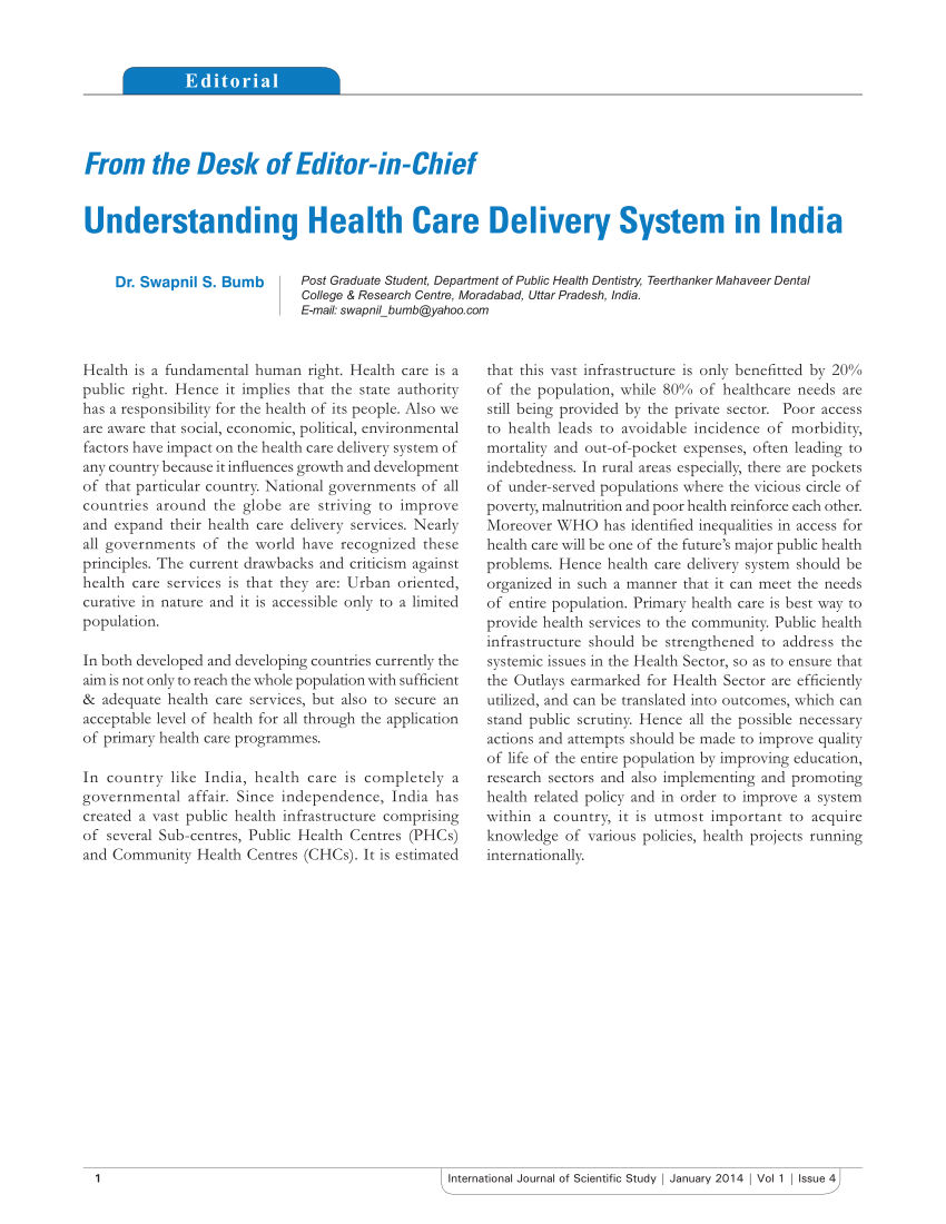(PDF) Understanding Health Care Delivery System in India