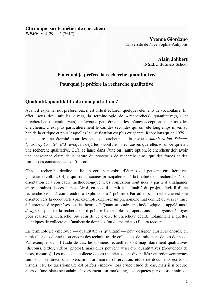 Pdf Pourquoi Je Prefere La Recherche Quantitative Pourquoi Je Prefere La Recherche Qualitative