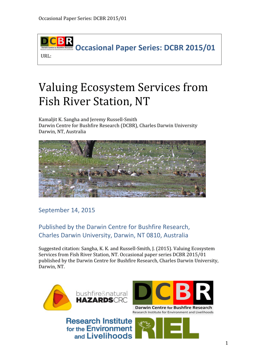 (PDF) Valuing Ecosystem Services from Fish River Station, NT