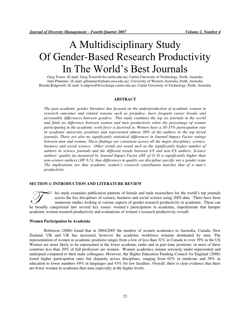 research papers in gender studies