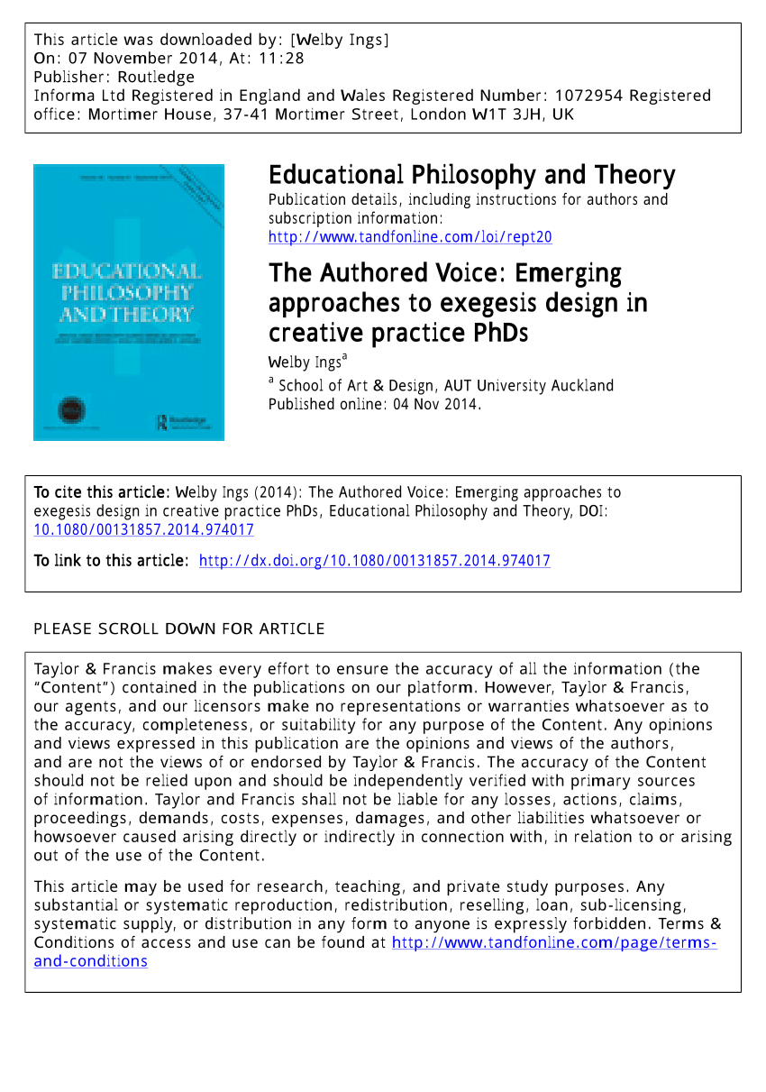 PDF) The Authored Voice: Emerging approaches to exegesis design in