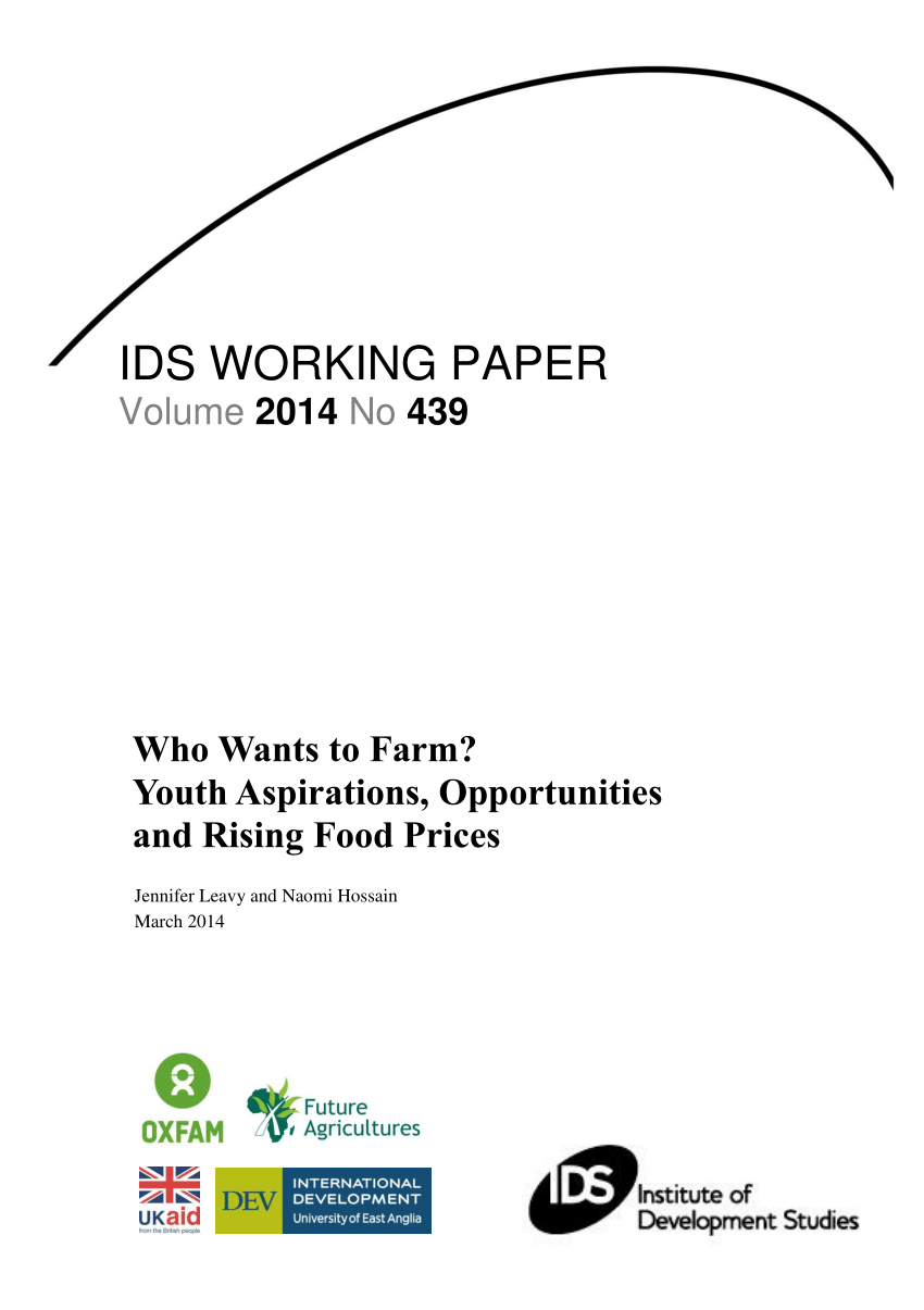 Pdf Who Wants To Farm Youth Aspirations Opportunities And