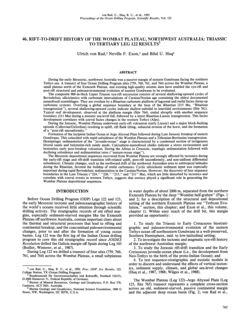 Pdf Mesozoic Paleoenvironment Of The Rifted Margin Off Nw Australia Odp Legs 122 123