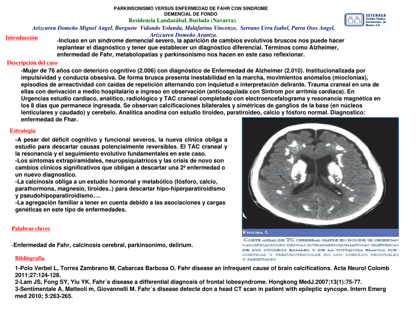 Pdf P236 Parkinsonismo Versus Enfermedad De Fahr Con Sindrome Demencial De Fondo