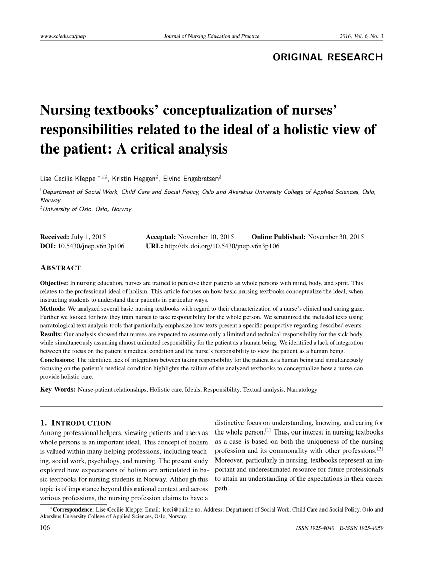 PDF) Nursing textbooks' conceptualization of nurses ...