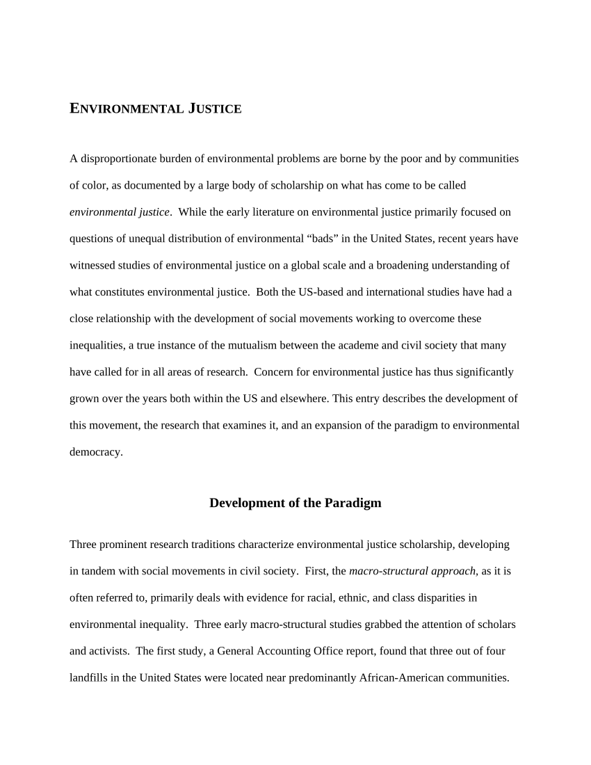 environmental justice research proposal