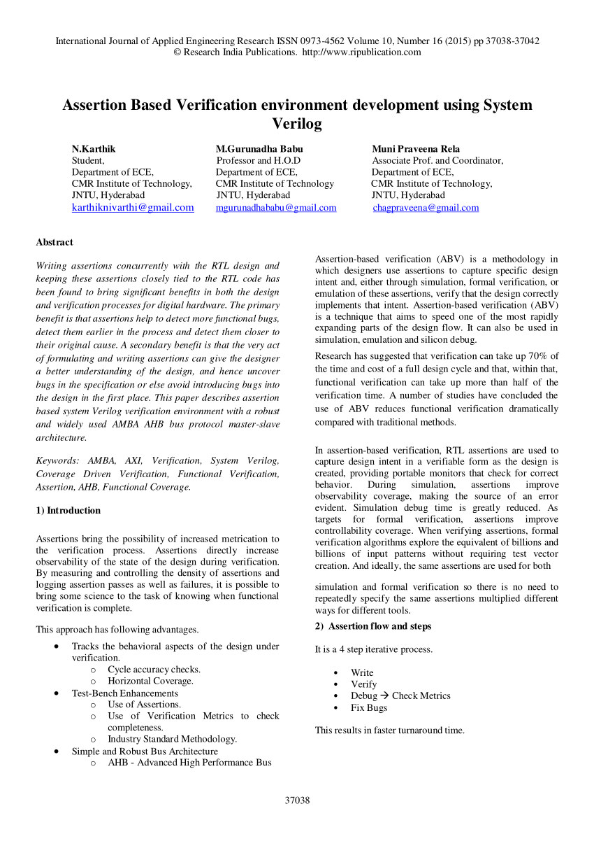 (PDF) Assertion based verification environment development using system