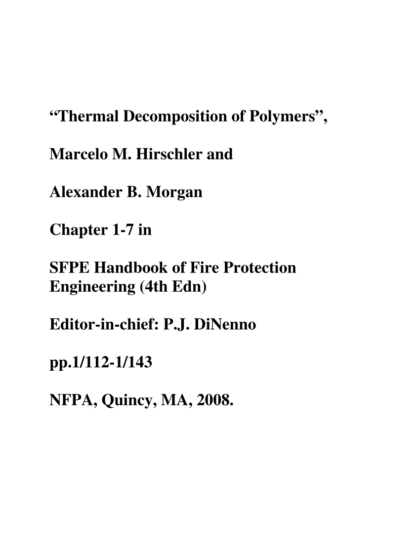 Pdf Thermal Decomposition Of Polymers 