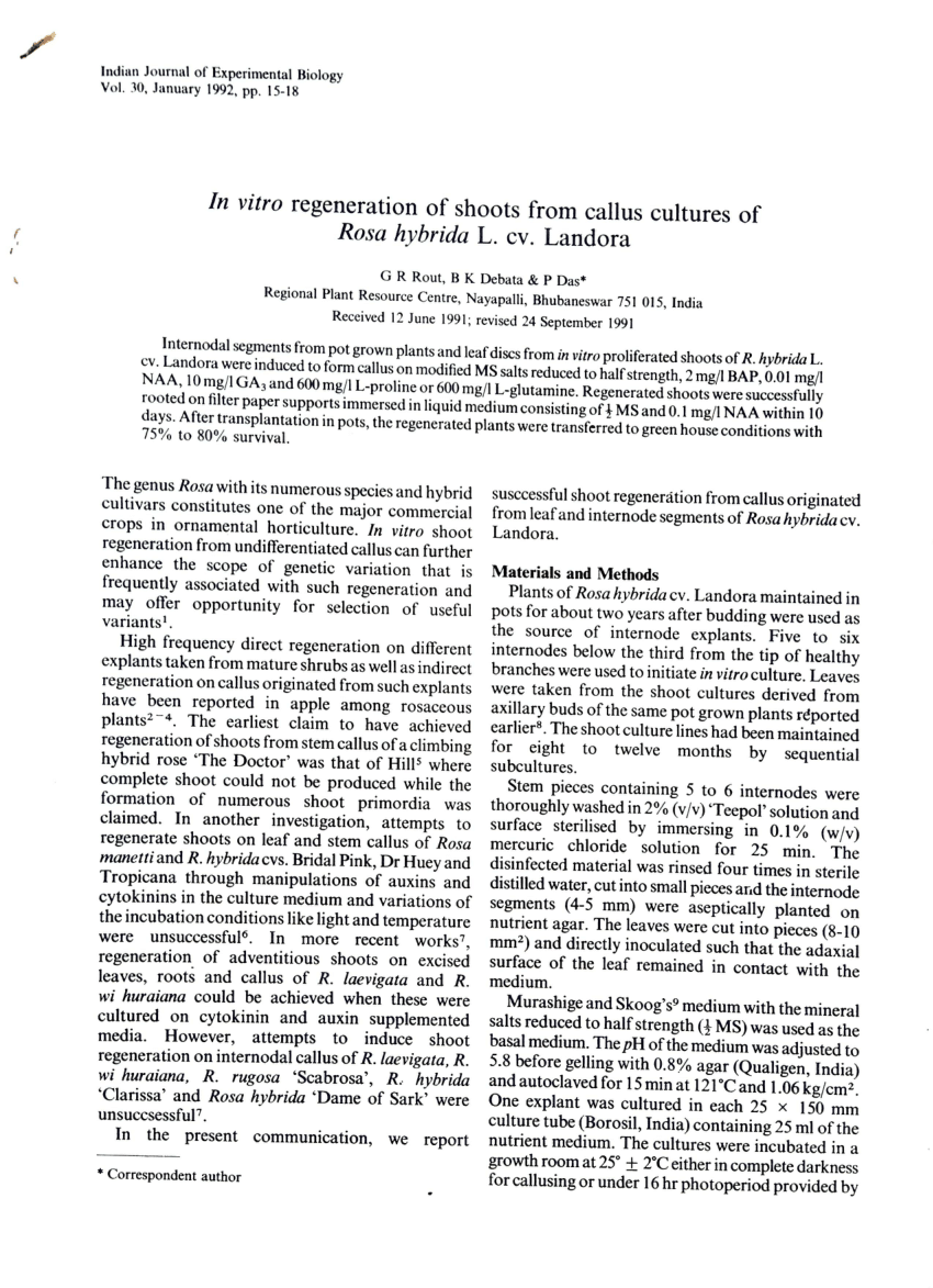 PDF) G.R.Rout and Mohan Jain (2004) Micropropagation of ornamental