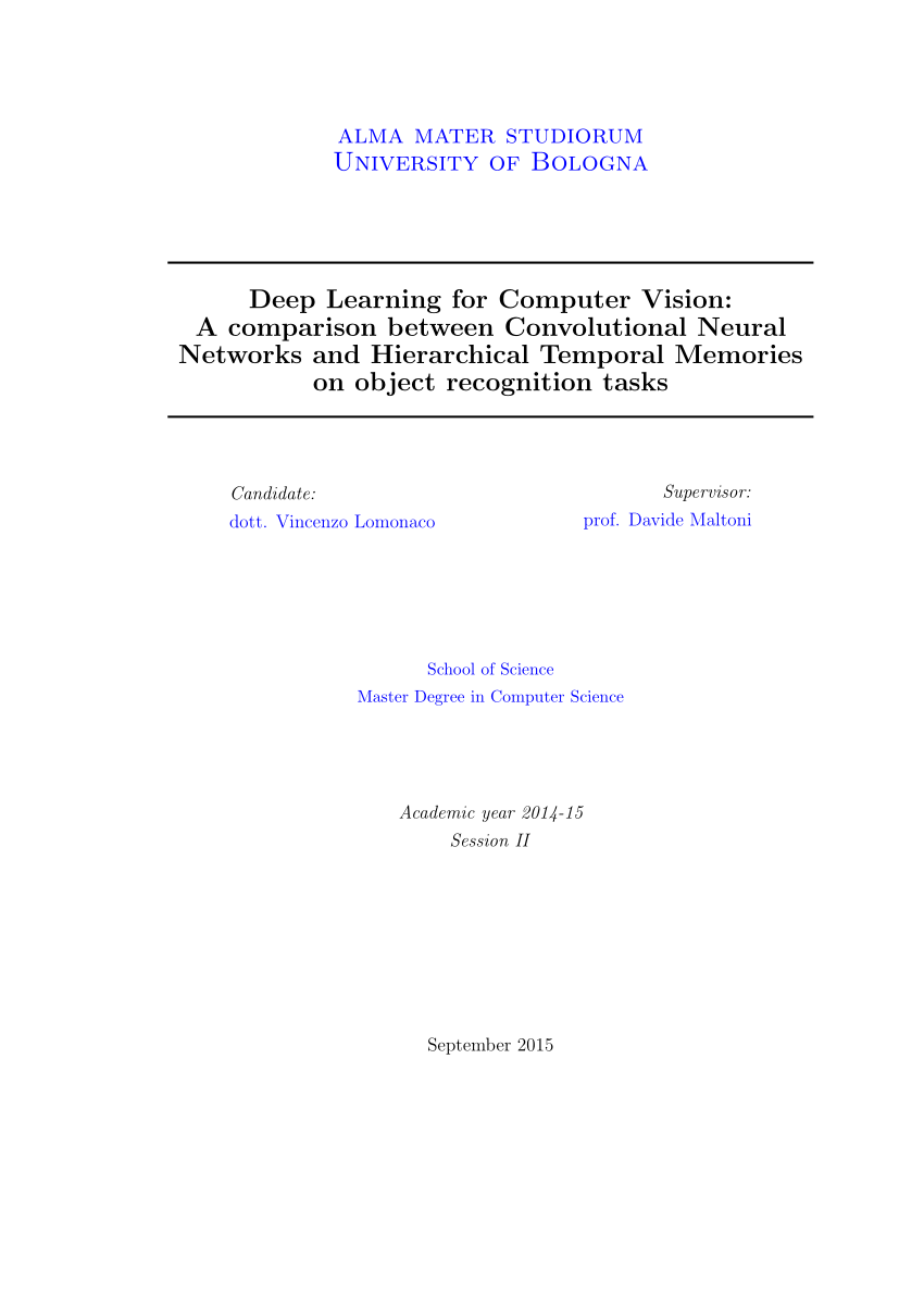 (PDF) Deep learning for computer vision: a comparison ...