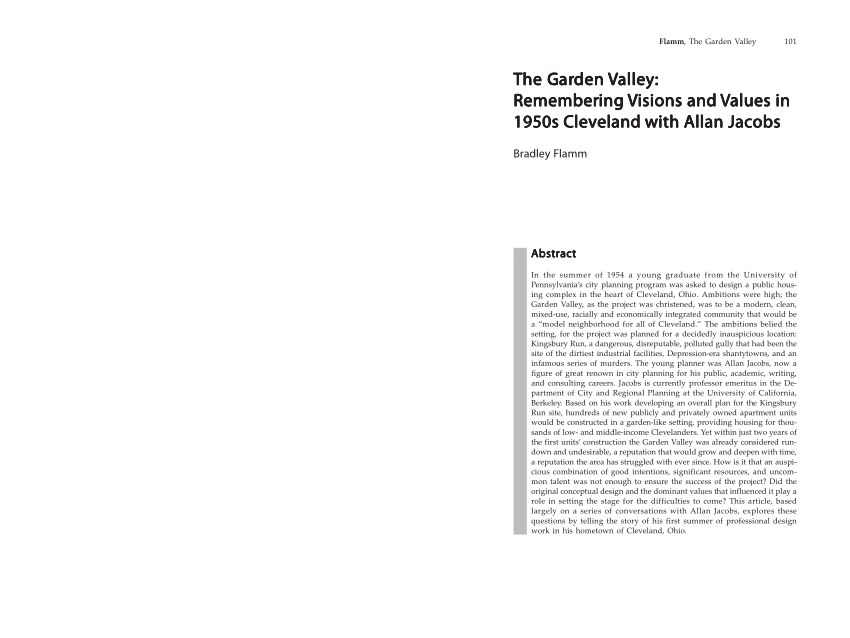 Pdf The Garden Valley Remembering Visions And Values In 1950s