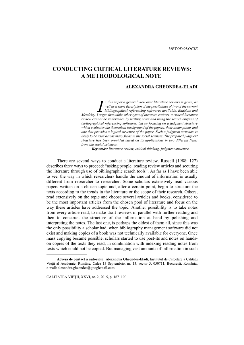 critical literature review sample pdf