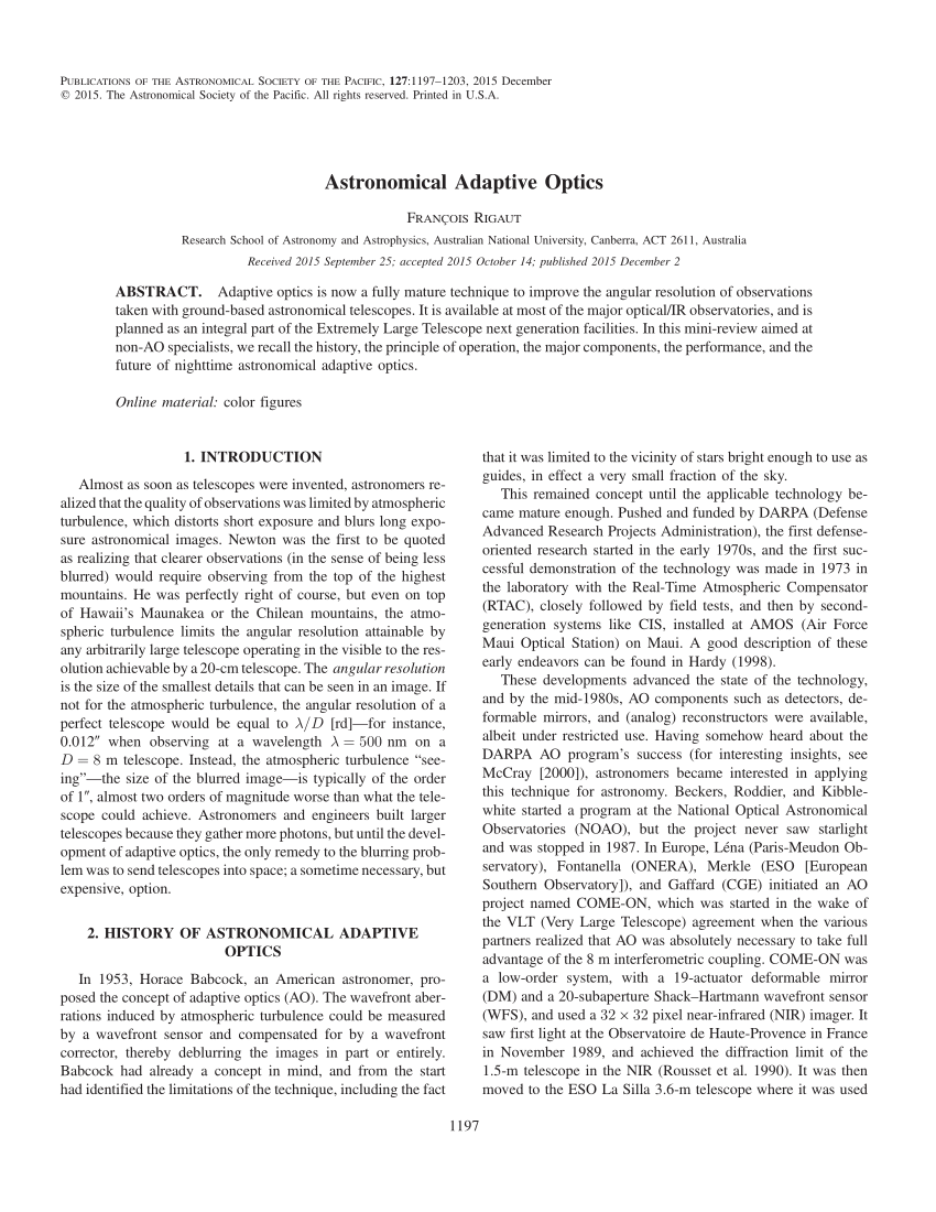 Instruere endnu engang Net PDF) Astronomical Adaptive Optics