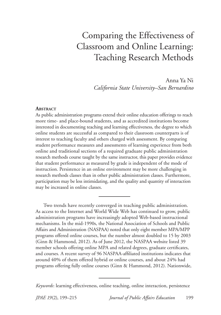 research paper on effectiveness of online education