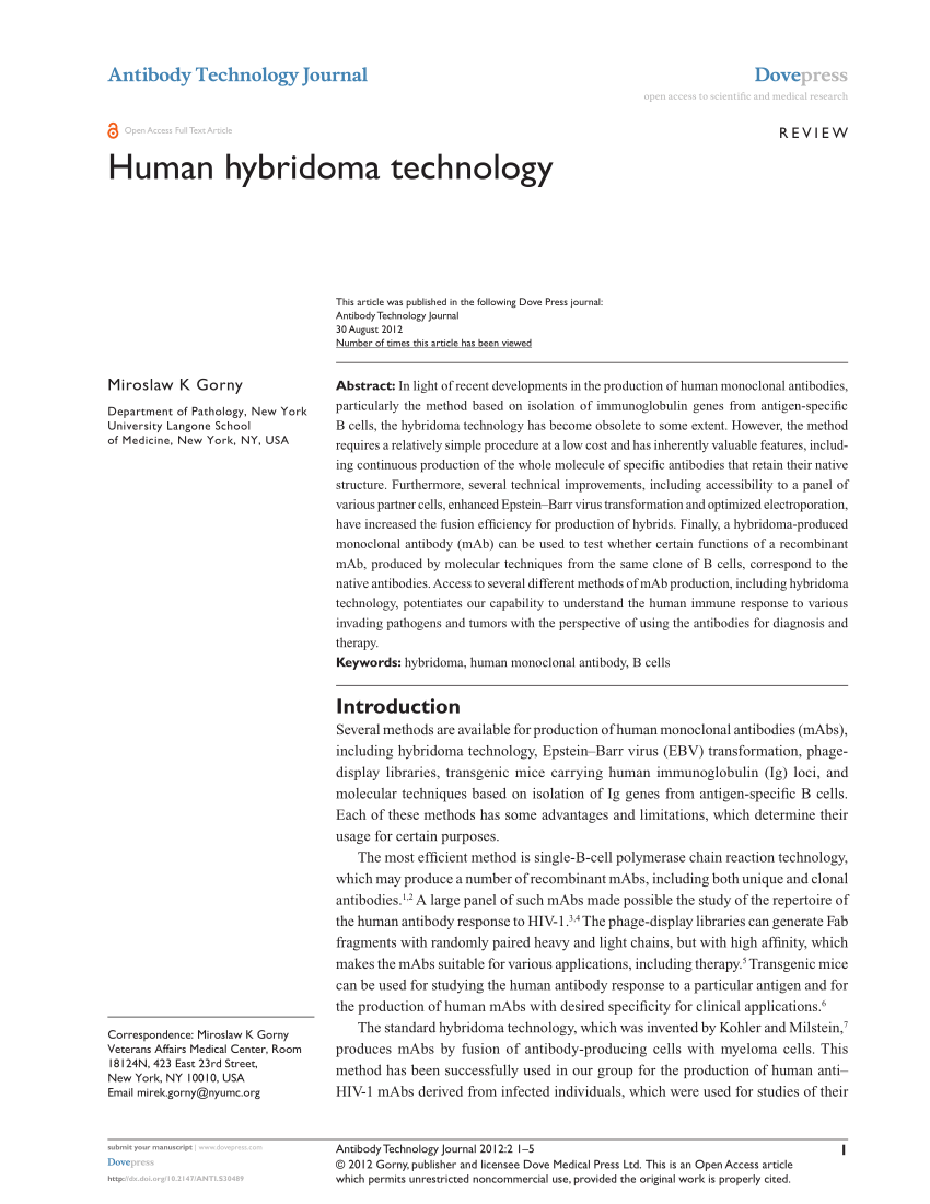 research paper on hybridoma technology