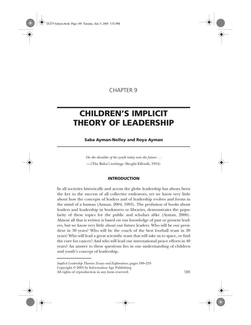 PDF Children s implicit theory of leadership