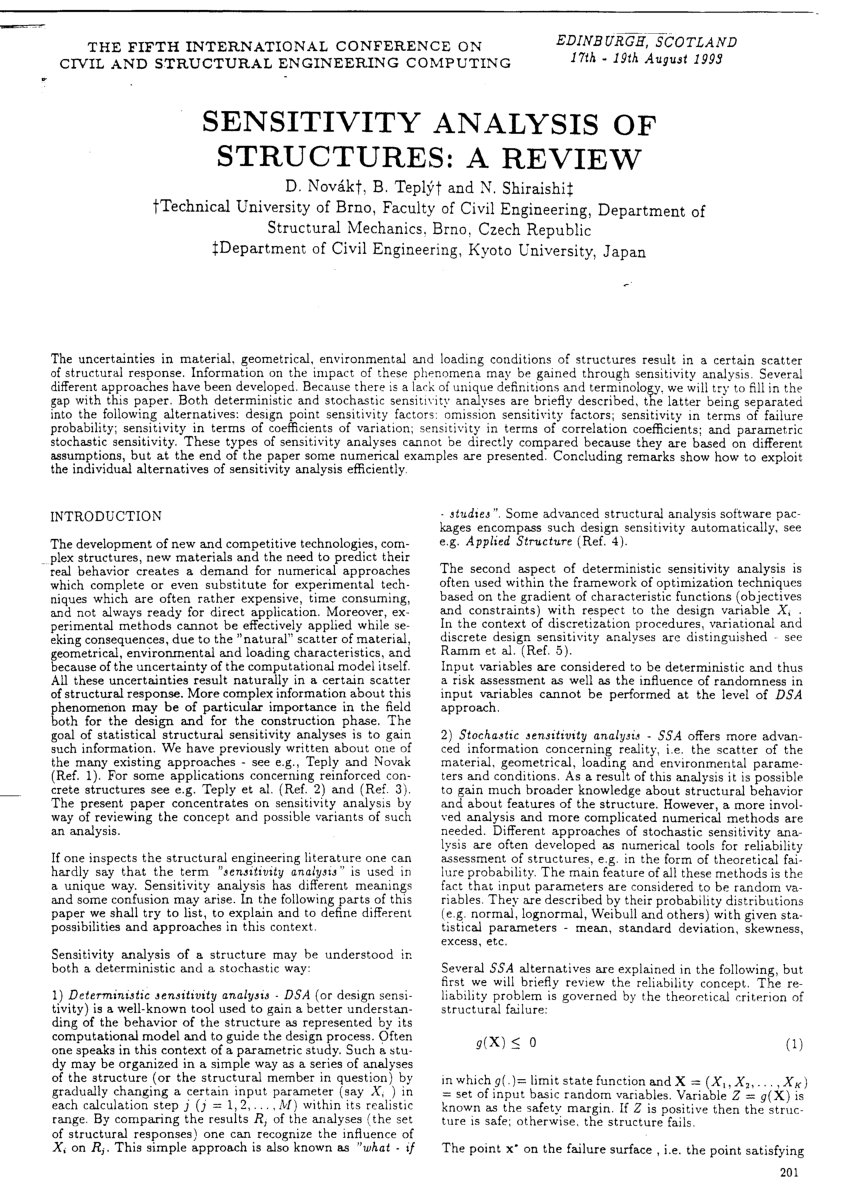 Pdf Sensitivity Analysis Of Structures A Review