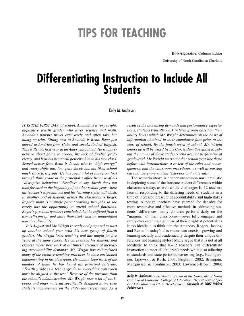 Differentiation For All Learners: Applying Theory and Practice So All  Children Reach Their Potential